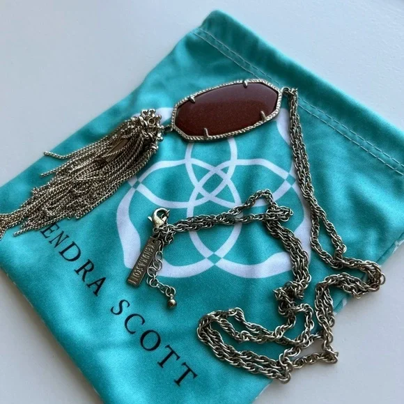 Kendra Scott Gold and Burnt Orange Rayne Pendant Necklace - Picture 4 of 14